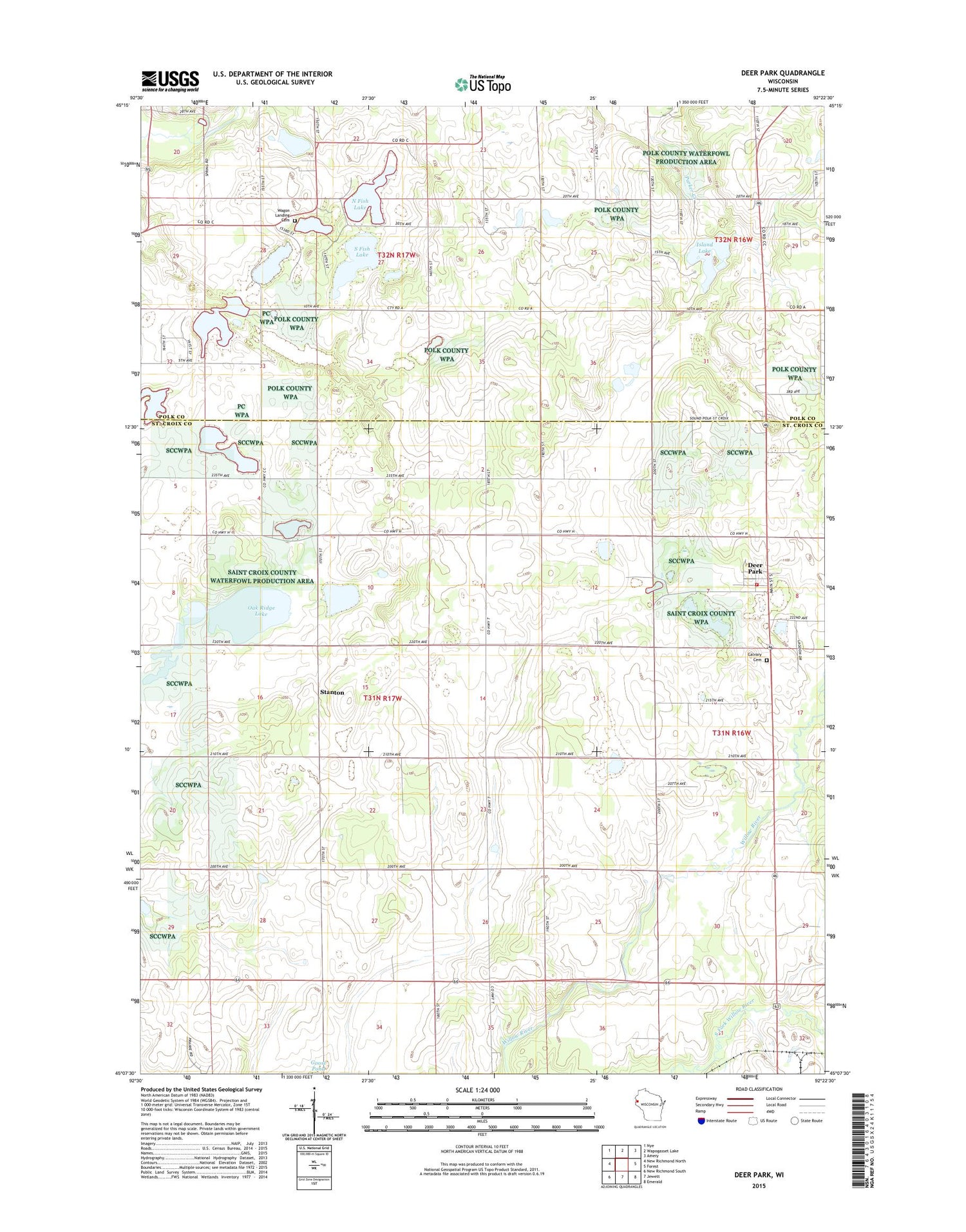 Deer Park Wisconsin US Topo Map Image