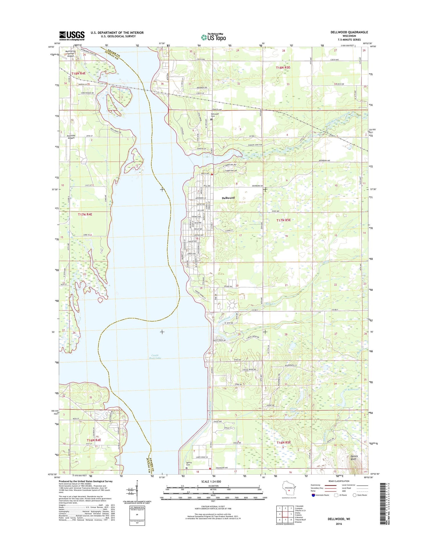 Dellwood Wisconsin US Topo Map Image
