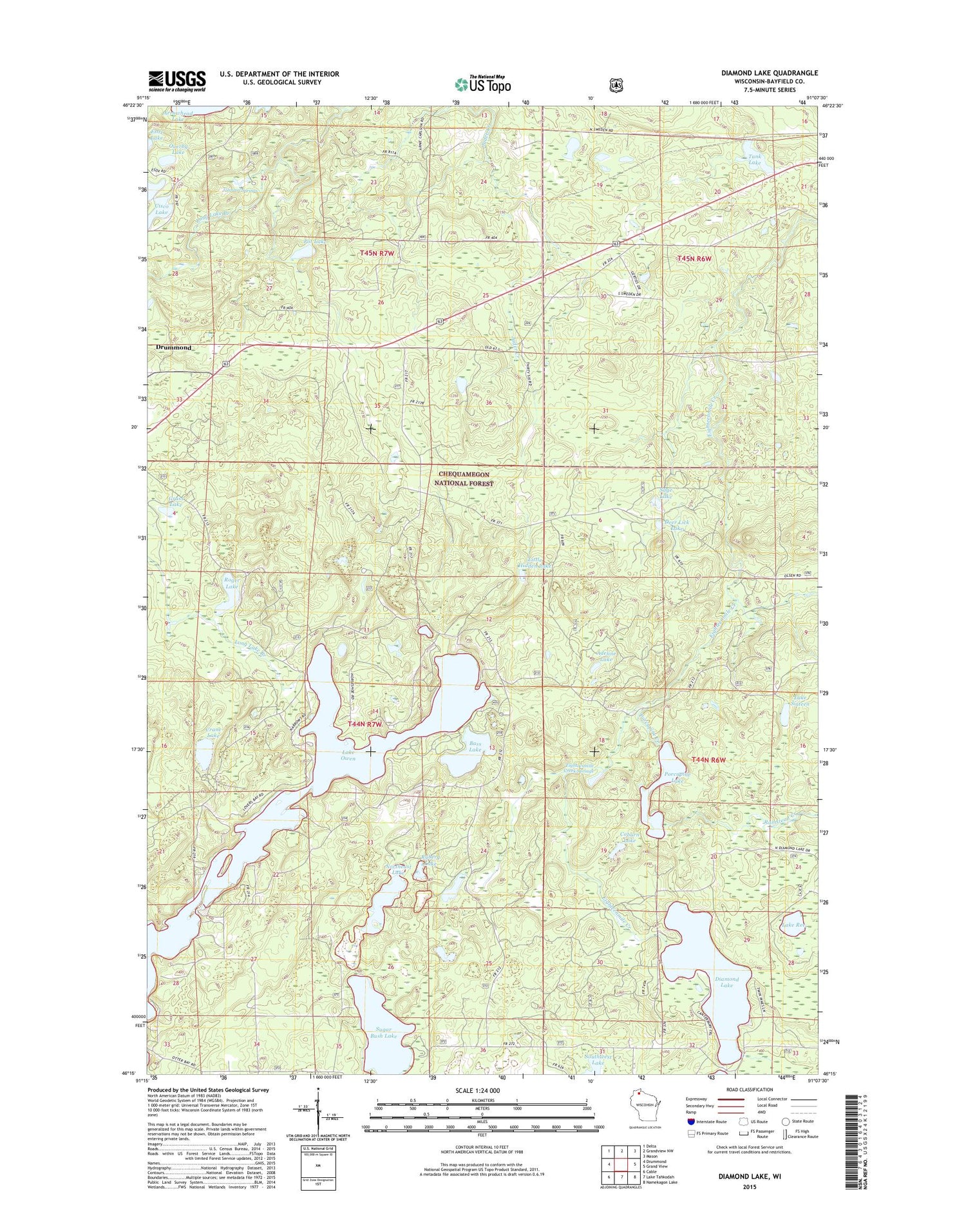 Diamond Lake Wisconsin US Topo Map Image