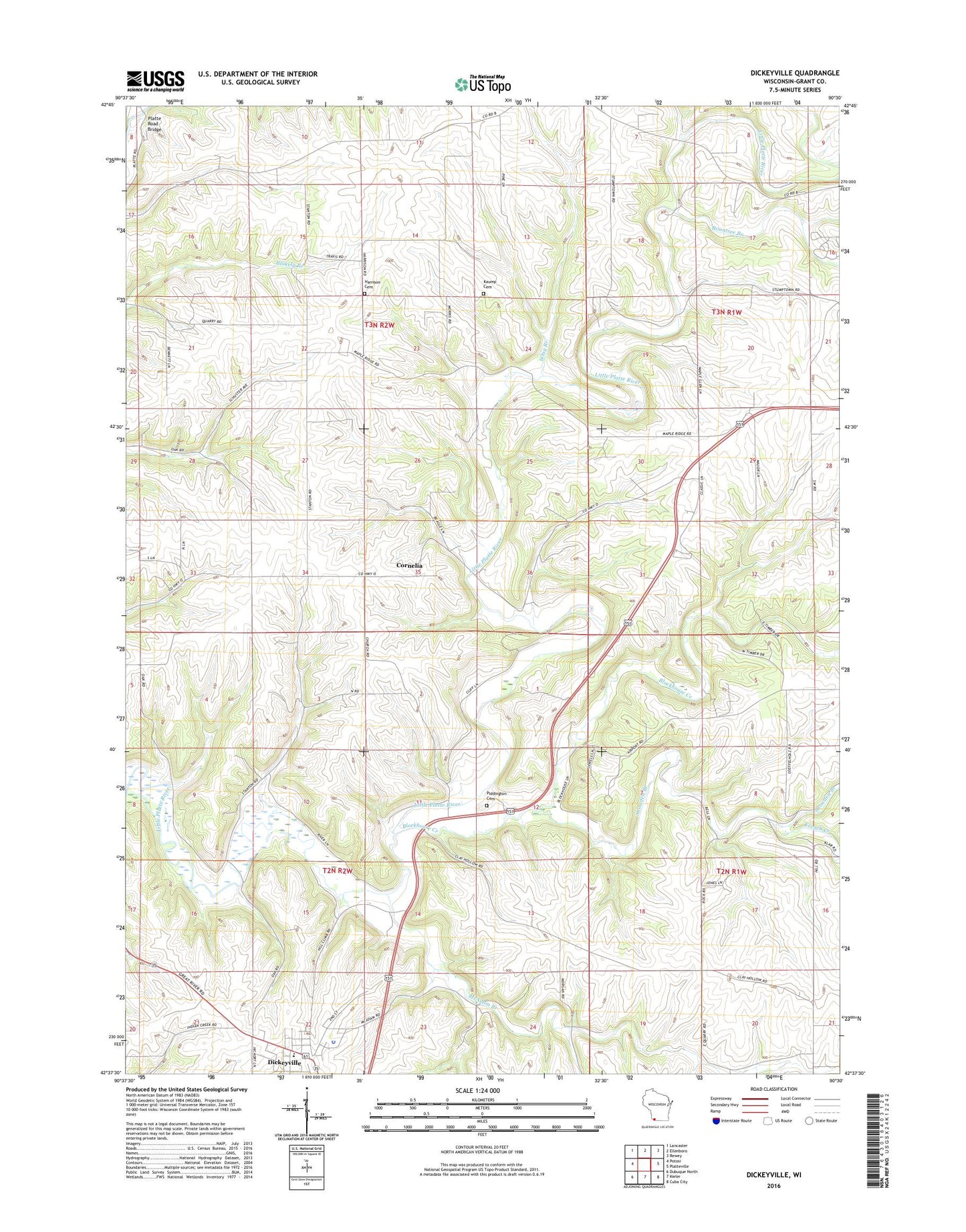 Dickeyville Wisconsin US Topo Map Image