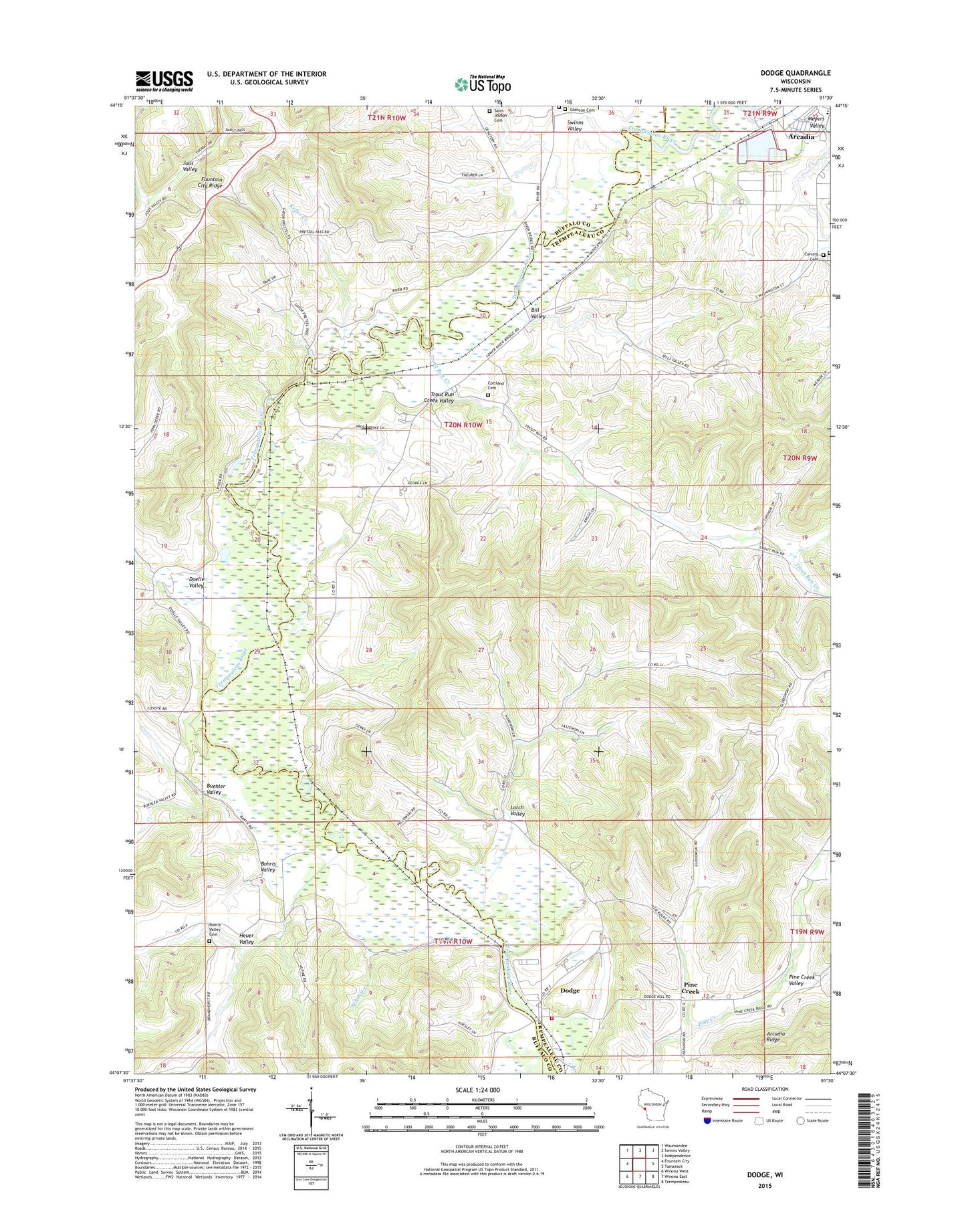 Dodge Wisconsin US Topo Map Image