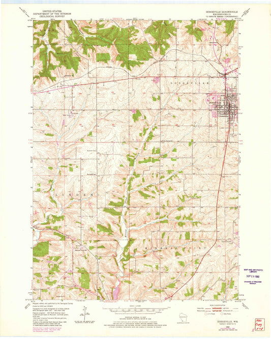 Classic USGS Dodgeville Wisconsin 7.5'x7.5' Topo Map Image