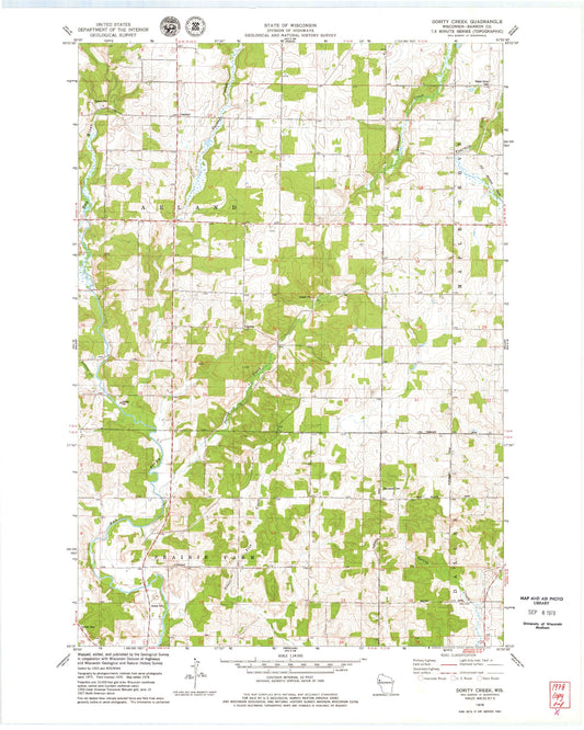Classic USGS Dorrity Creek Wisconsin 7.5'x7.5' Topo Map Image