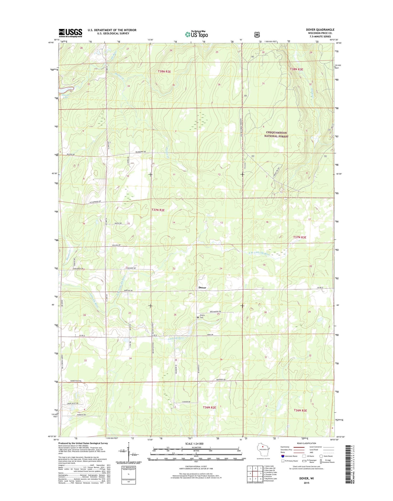 Dover Wisconsin US Topo Map Image