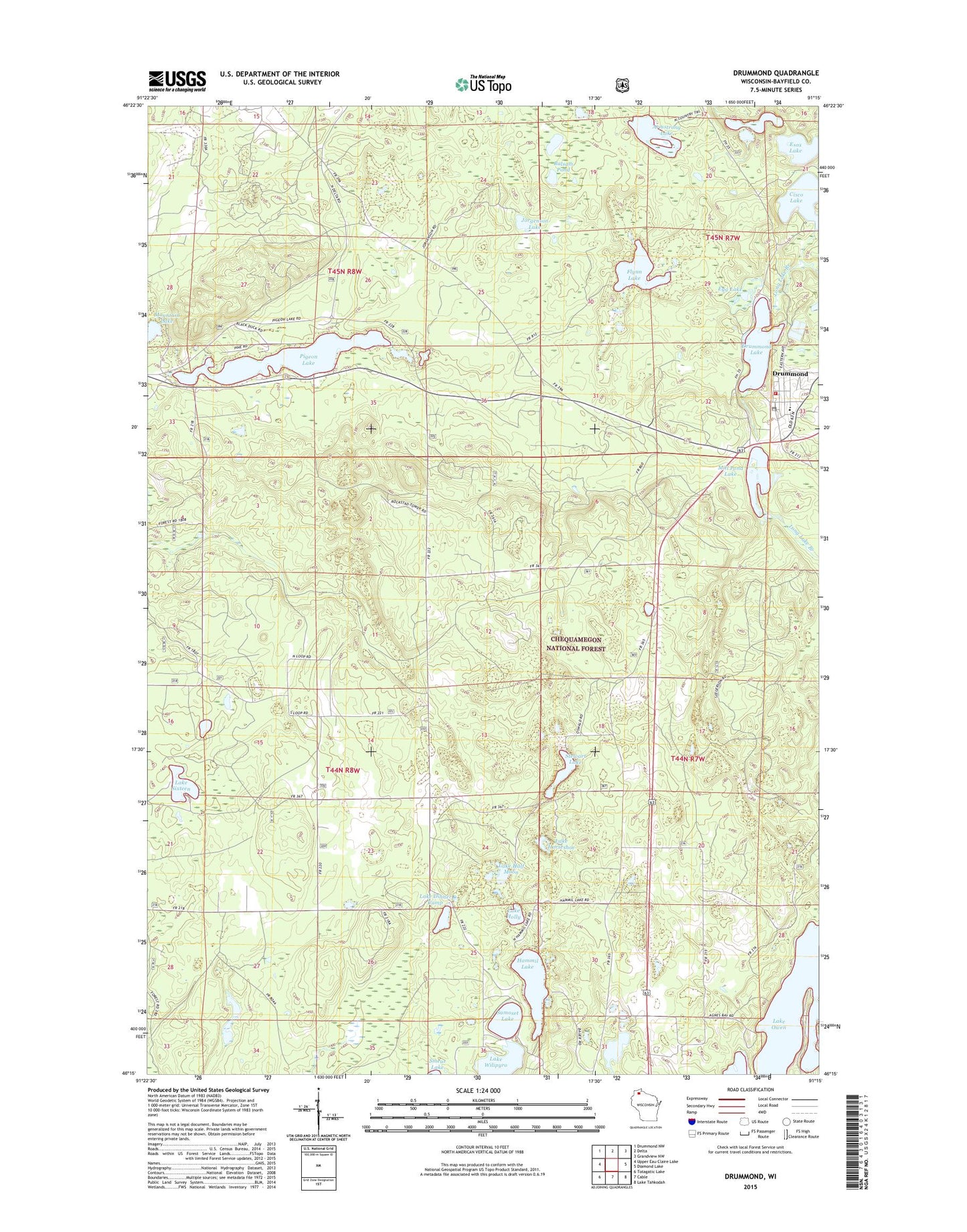 Drummond Wisconsin US Topo Map Image