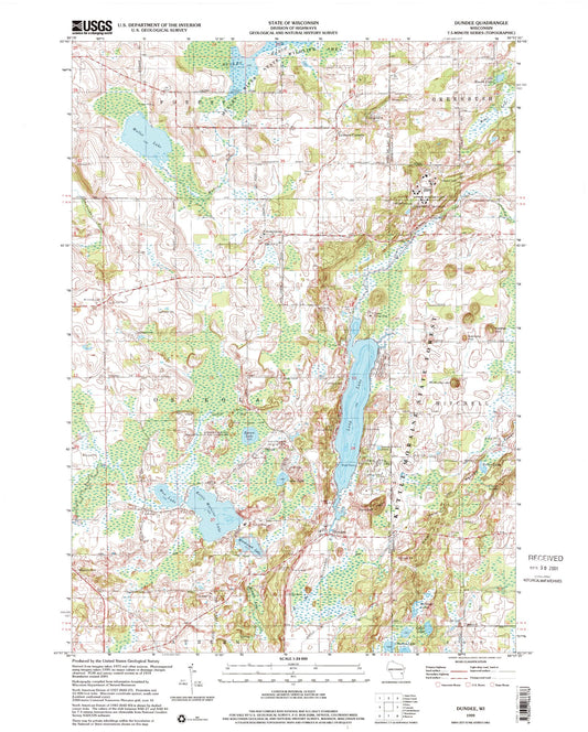 Classic USGS Dundee Wisconsin 7.5'x7.5' Topo Map Image