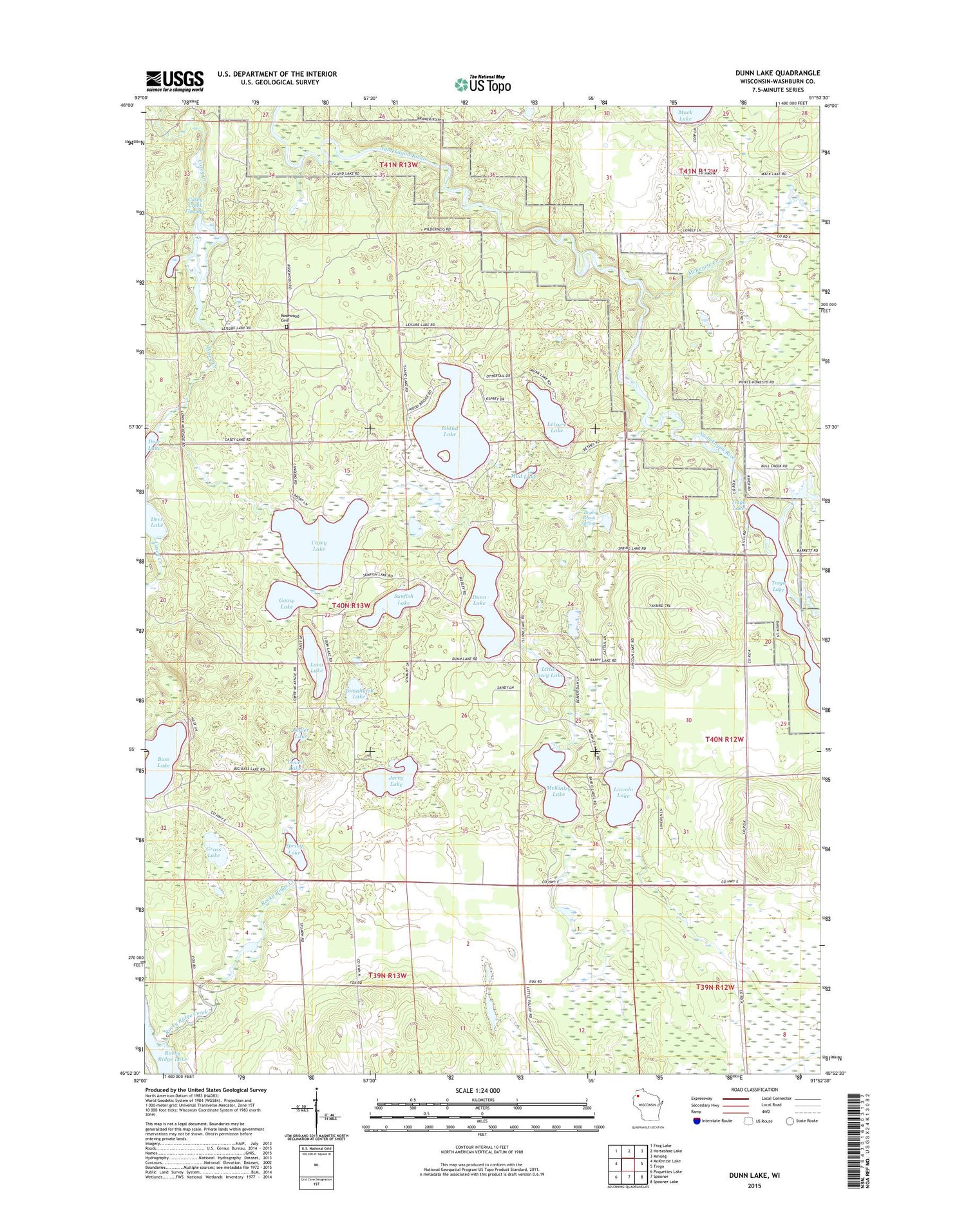 Dunn Lake Wisconsin US Topo Map Image