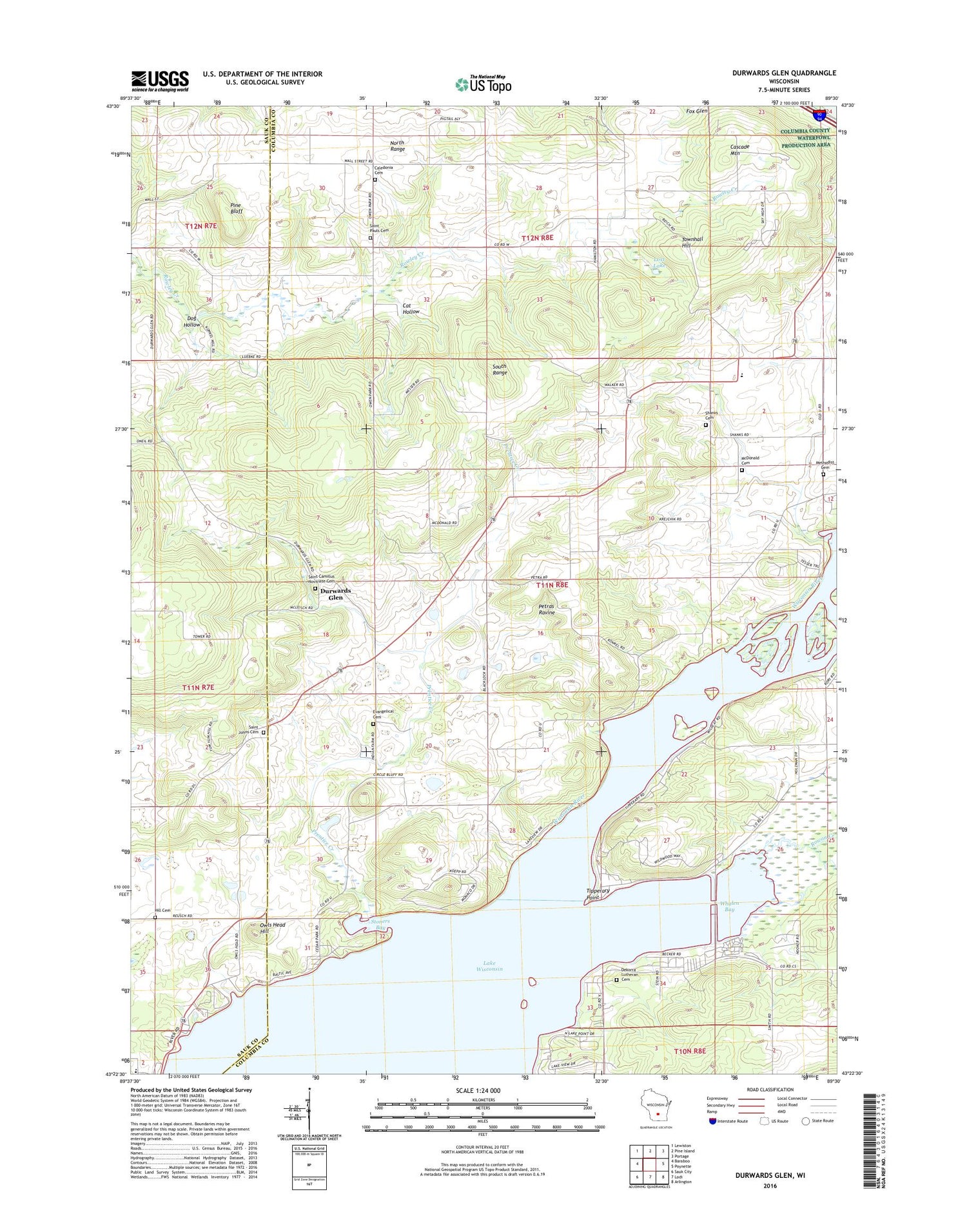 Durwards Glen Wisconsin US Topo Map Image