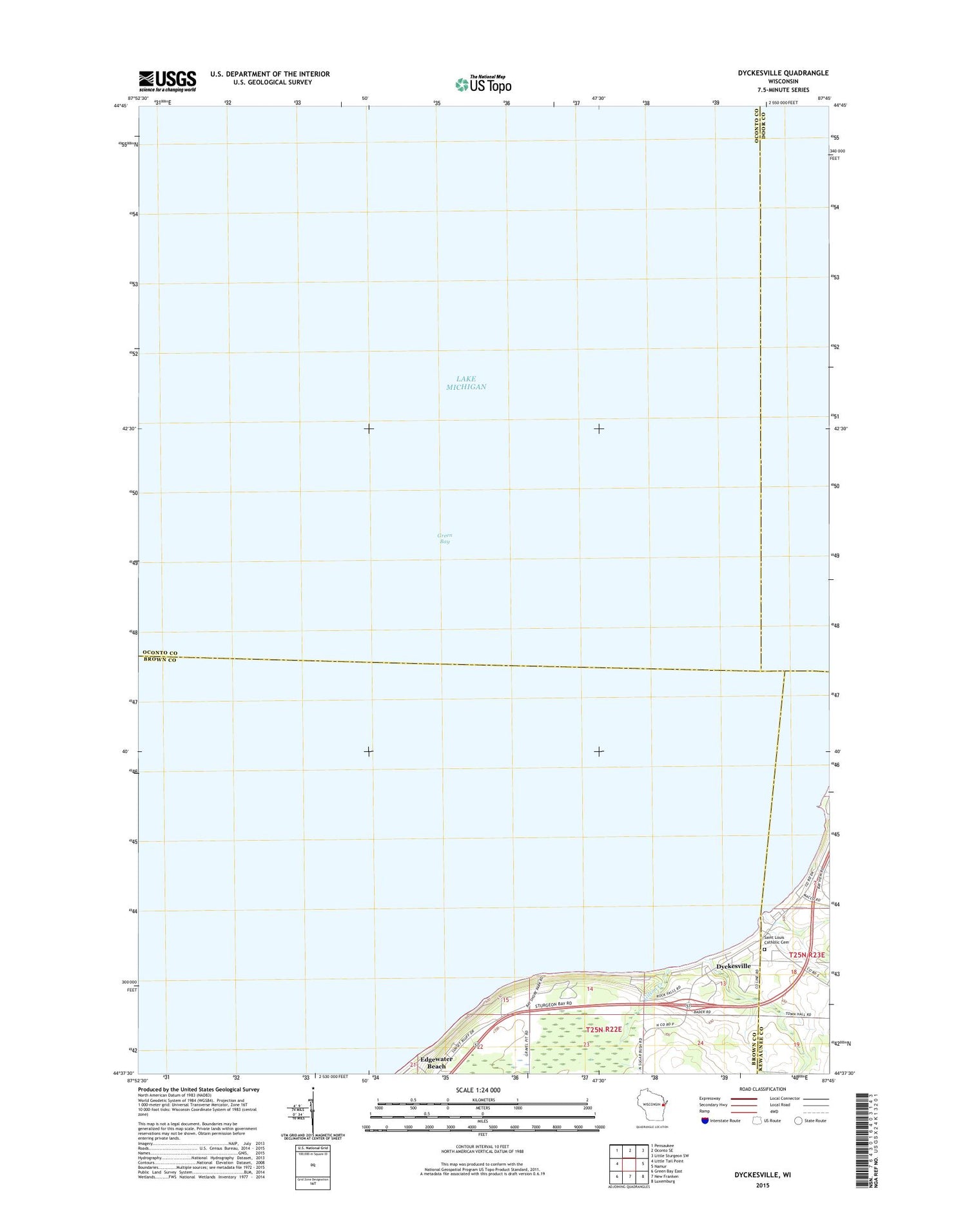 Dyckesville Wisconsin US Topo Map Image