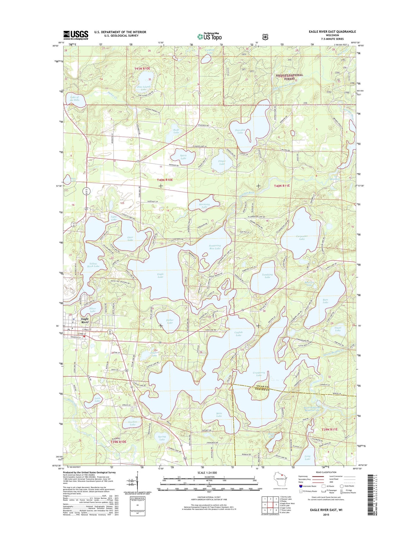 Eagle River East Wisconsin US Topo Map Image