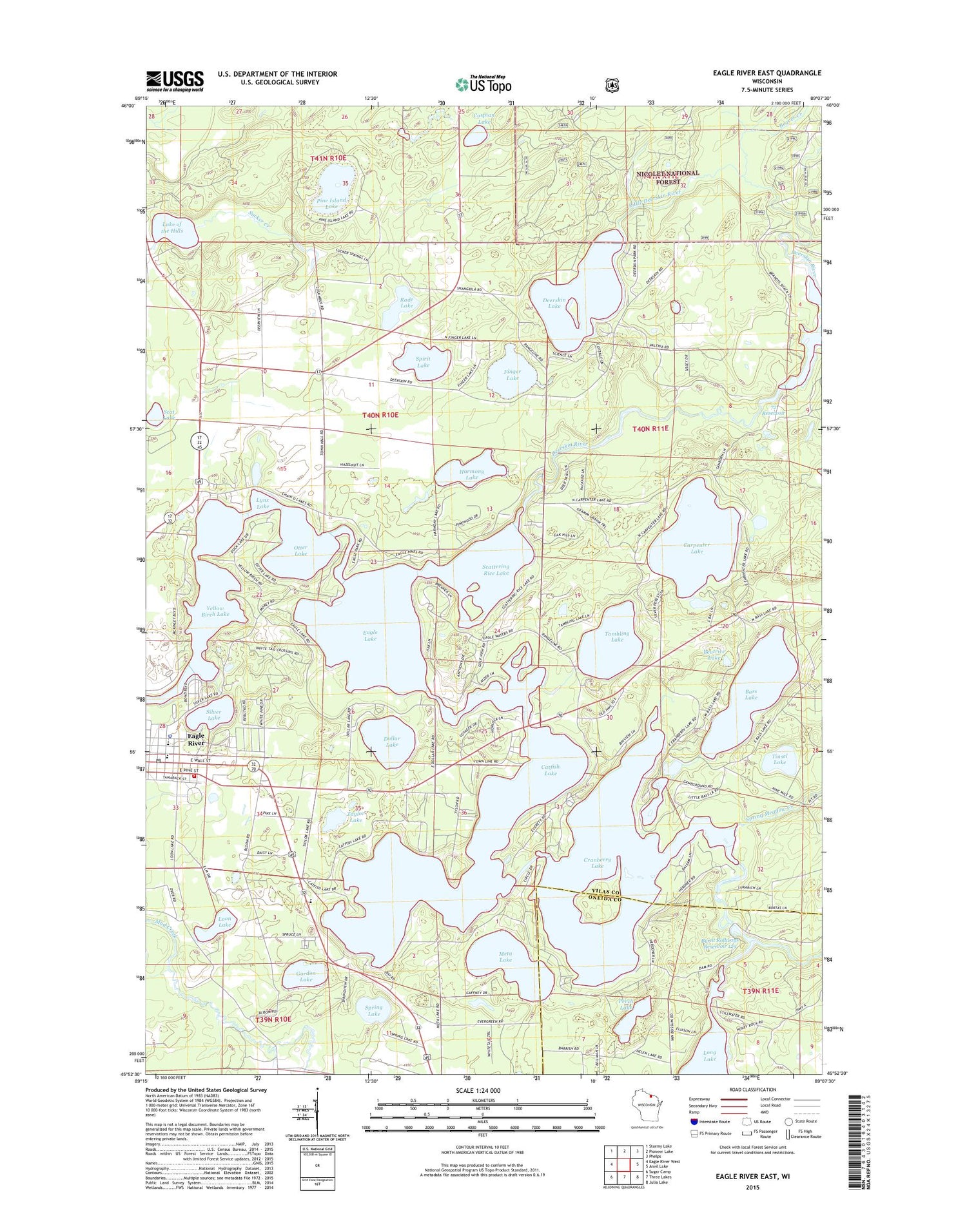 Eagle River East Wisconsin US Topo Map Image