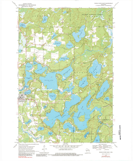 Classic USGS Eagle River East Wisconsin 7.5'x7.5' Topo Map Image