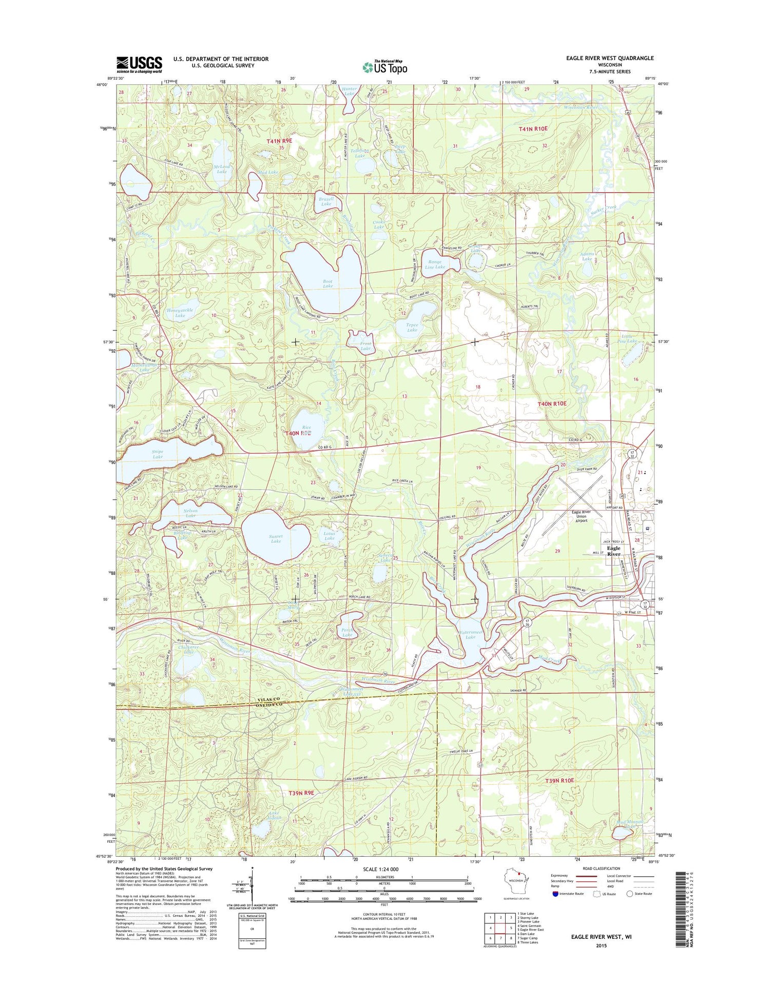 Eagle River West Wisconsin US Topo Map Image