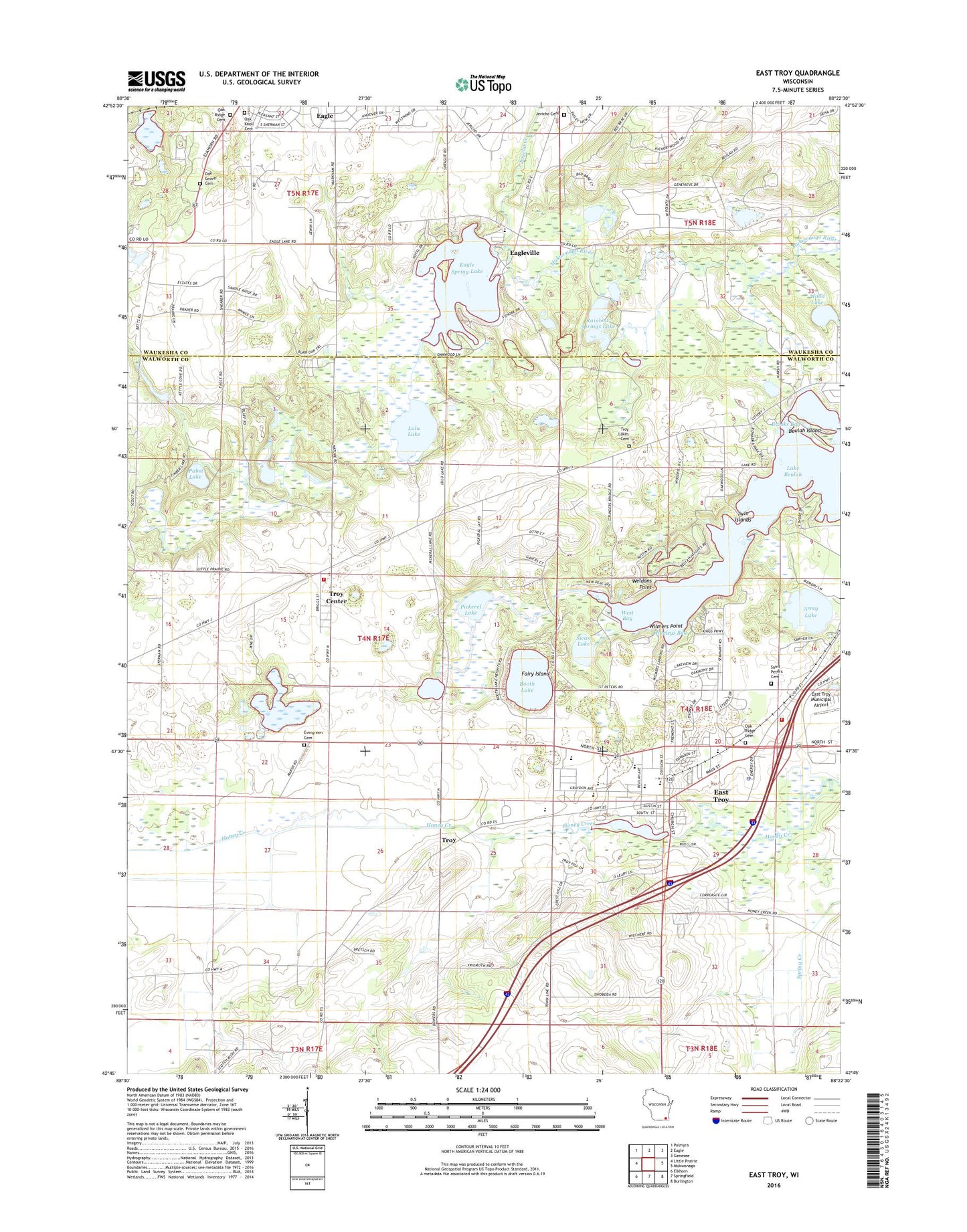 East Troy Wisconsin US Topo Map Image