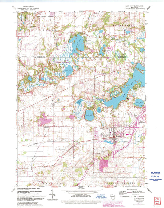 Classic USGS East Troy Wisconsin 7.5'x7.5' Topo Map Image