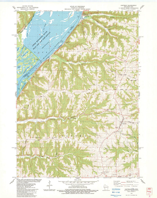 Classic USGS Eastman Wisconsin 7.5'x7.5' Topo Map Image