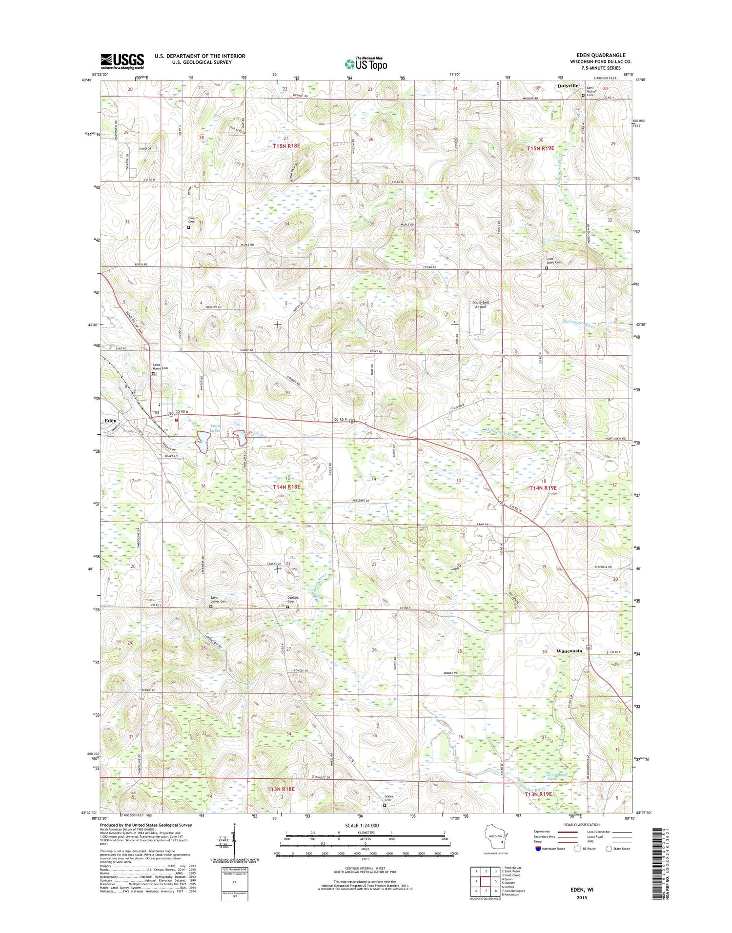 Eden Wisconsin US Topo Map Image