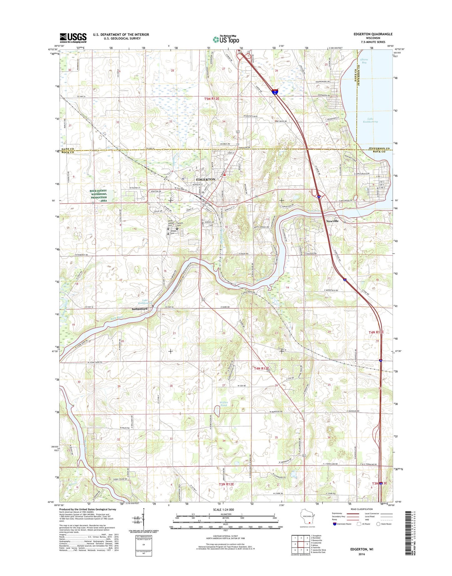 Edgerton Wisconsin US Topo Map Image