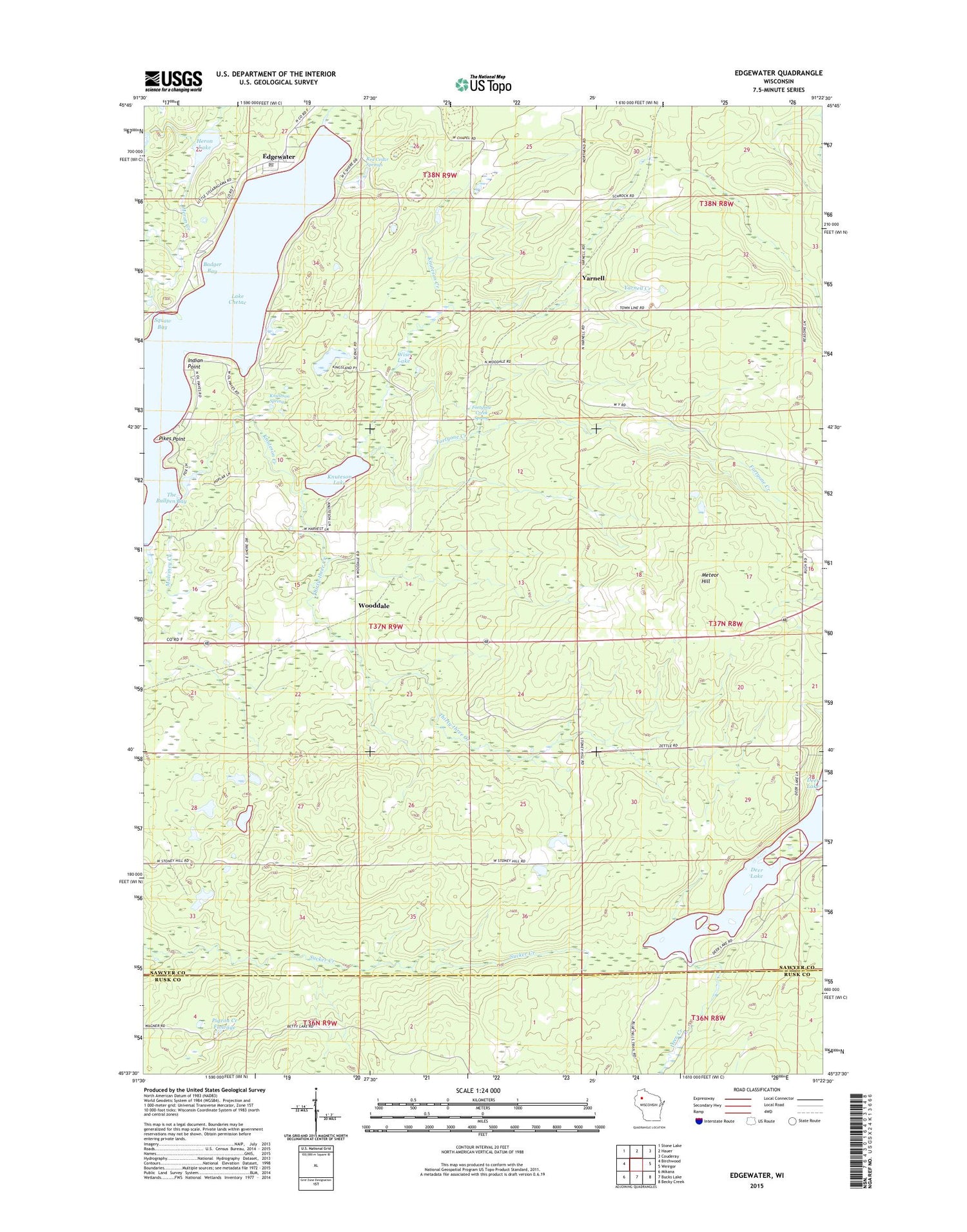 Edgewater Wisconsin US Topo Map Image