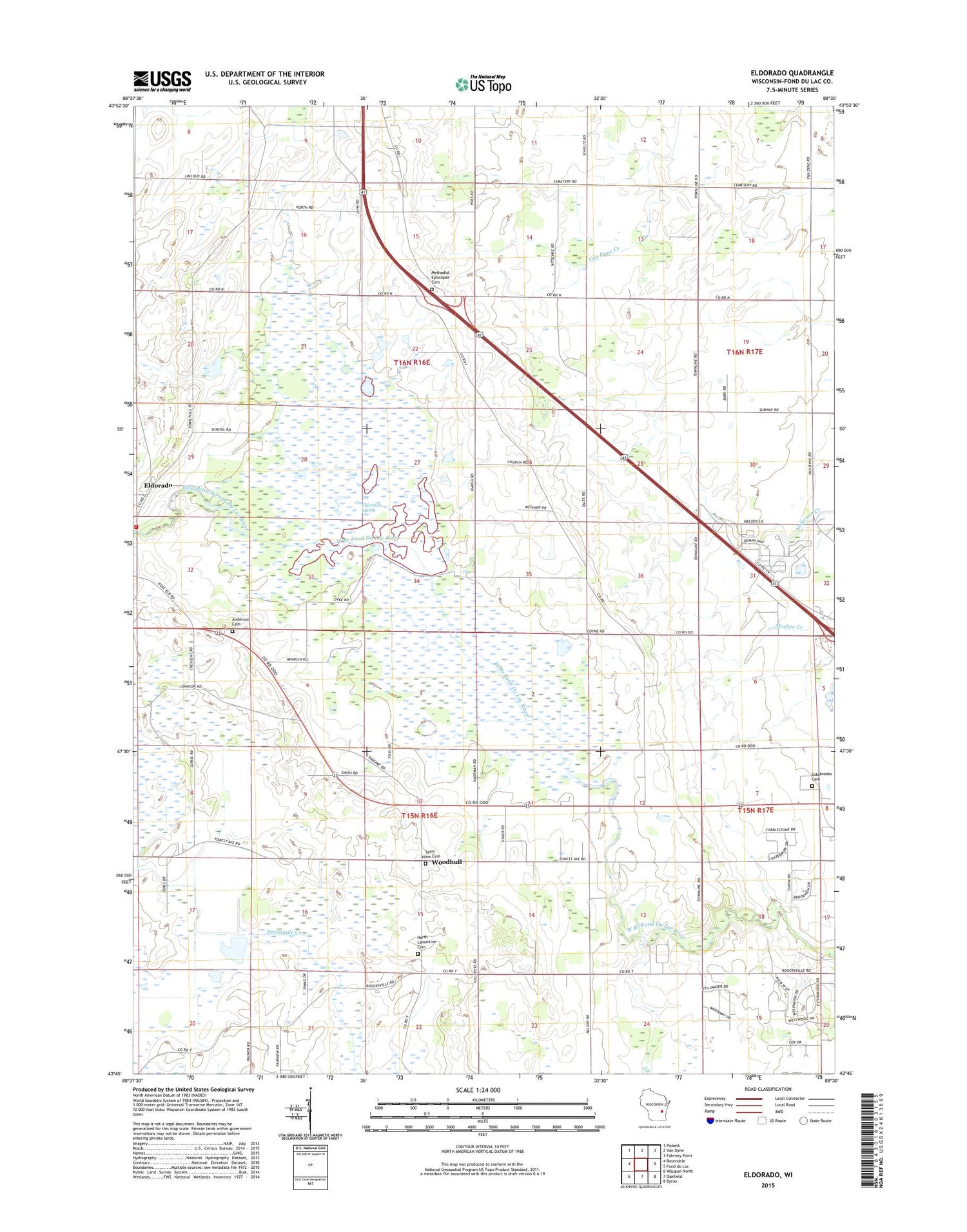 Eldorado Wisconsin US Topo Map Image
