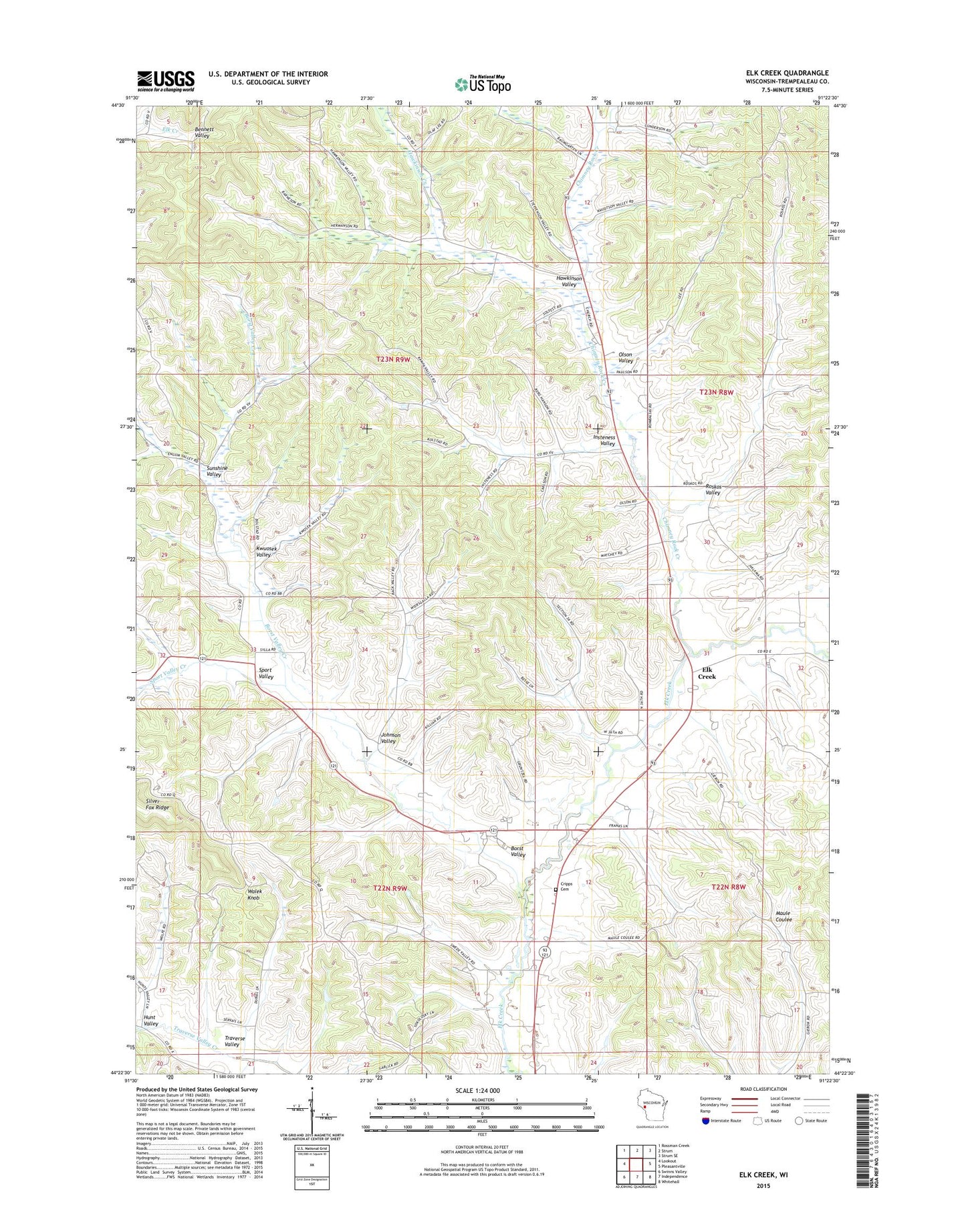 Elk Creek Wisconsin US Topo Map Image