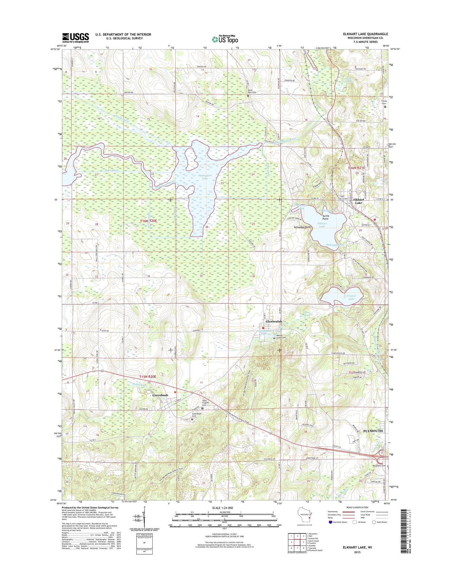 Elkhart Lake Wisconsin US Topo Map Image