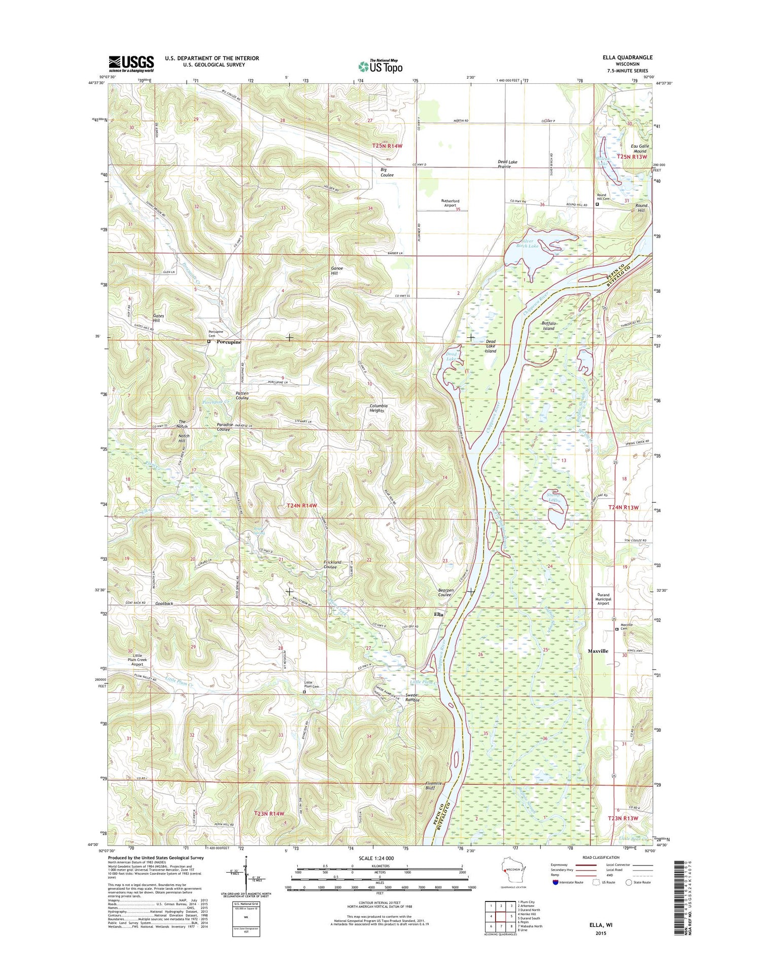 Ella Wisconsin US Topo Map Image