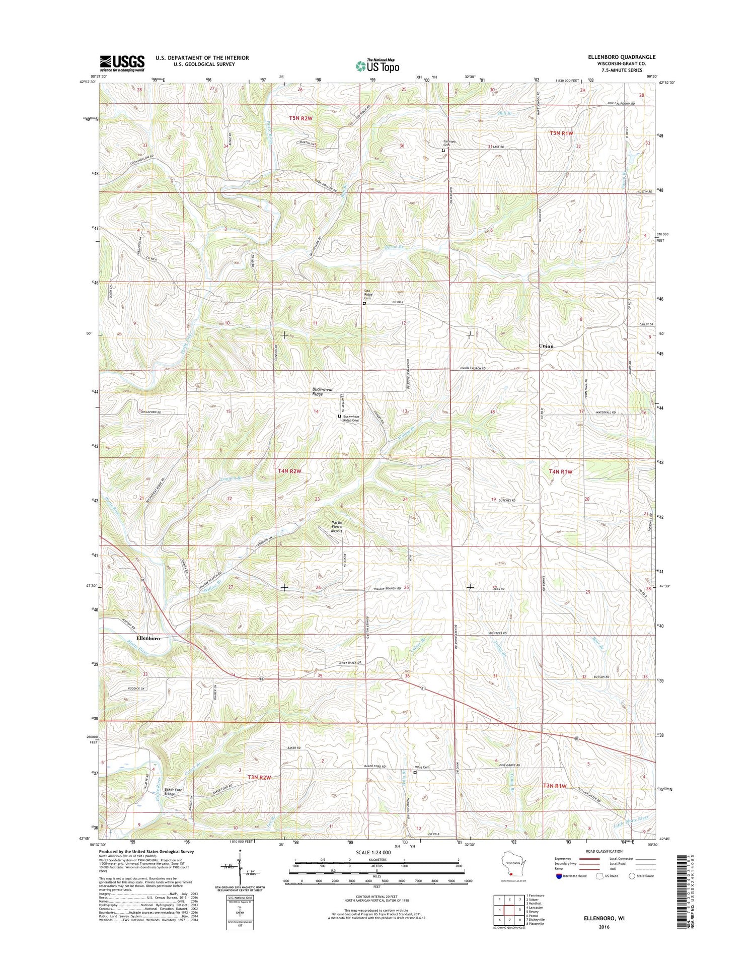 Ellenboro Wisconsin US Topo Map Image