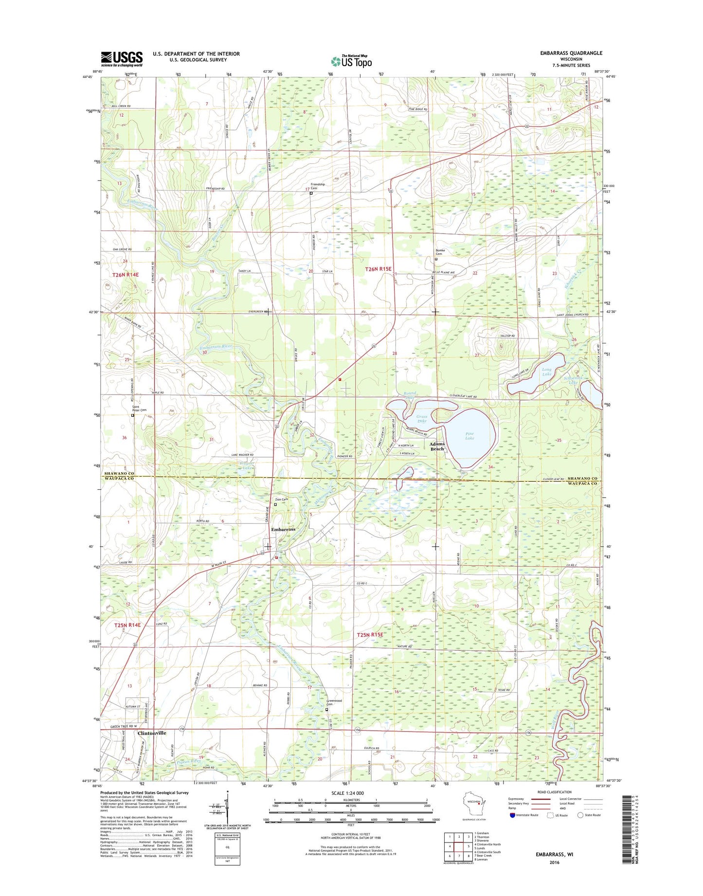 Embarrass Wisconsin US Topo Map Image