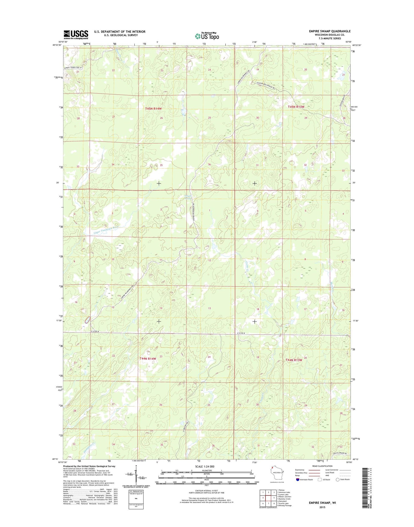 Empire Swamp Wisconsin US Topo Map Image