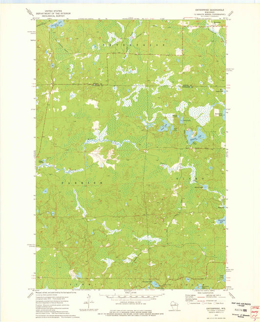 Classic USGS Enterprise Wisconsin 7.5'x7.5' Topo Map Image