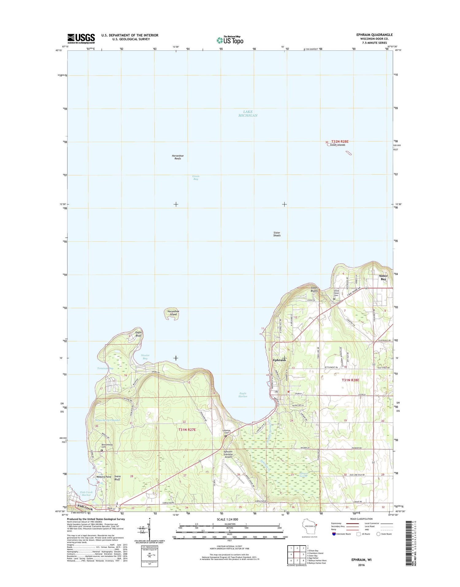 Ephraim Wisconsin US Topo Map Image