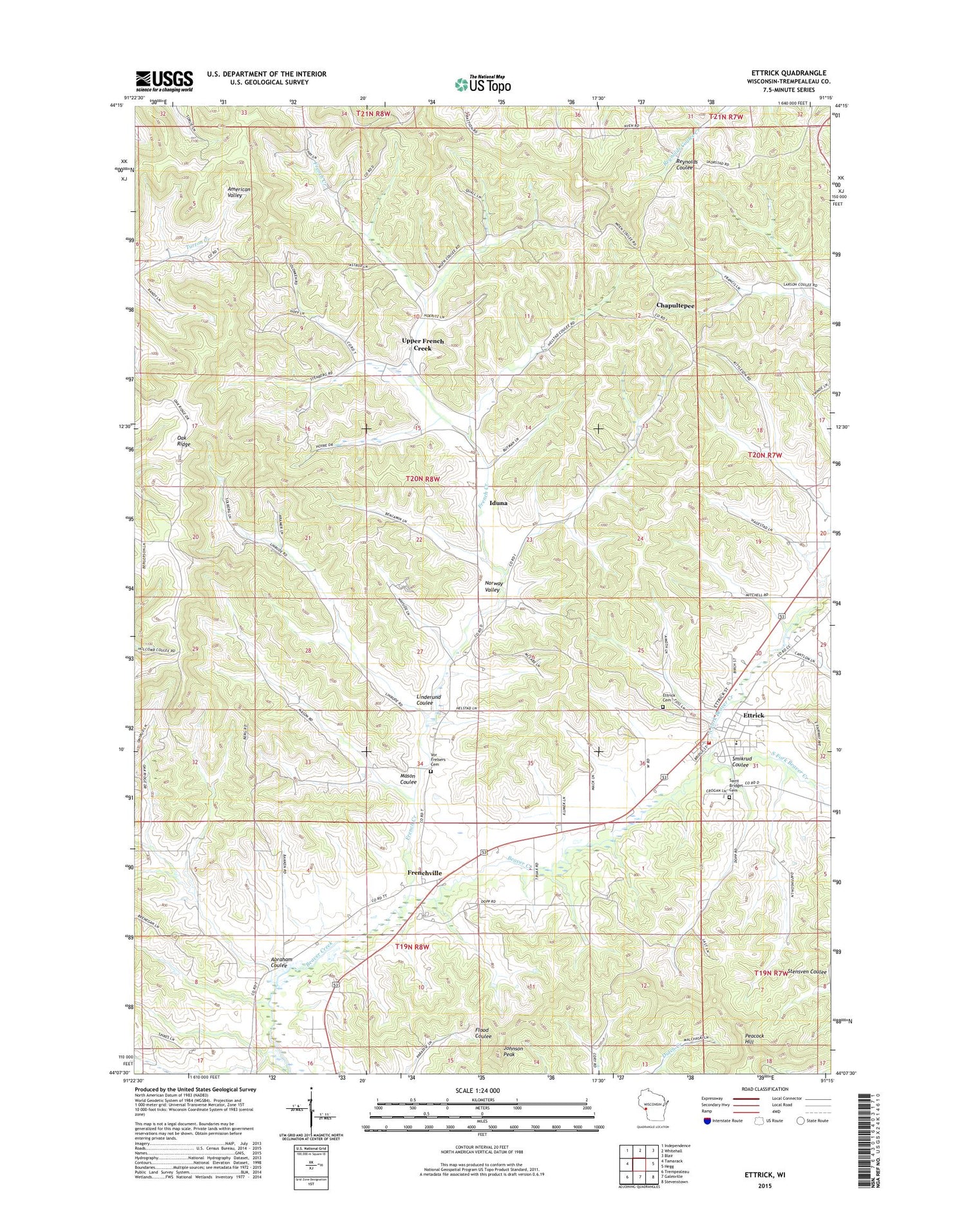 Ettrick Wisconsin US Topo Map Image