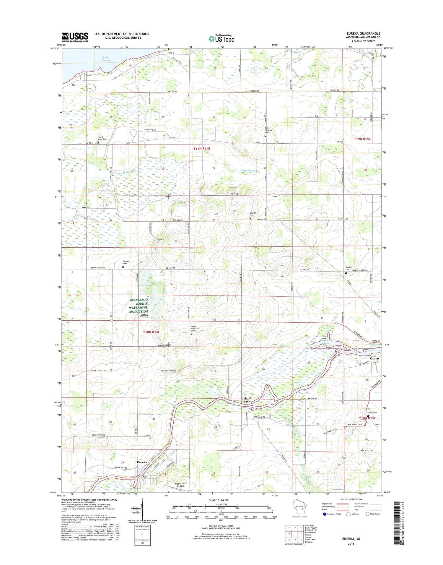 Eureka Wisconsin US Topo Map Image