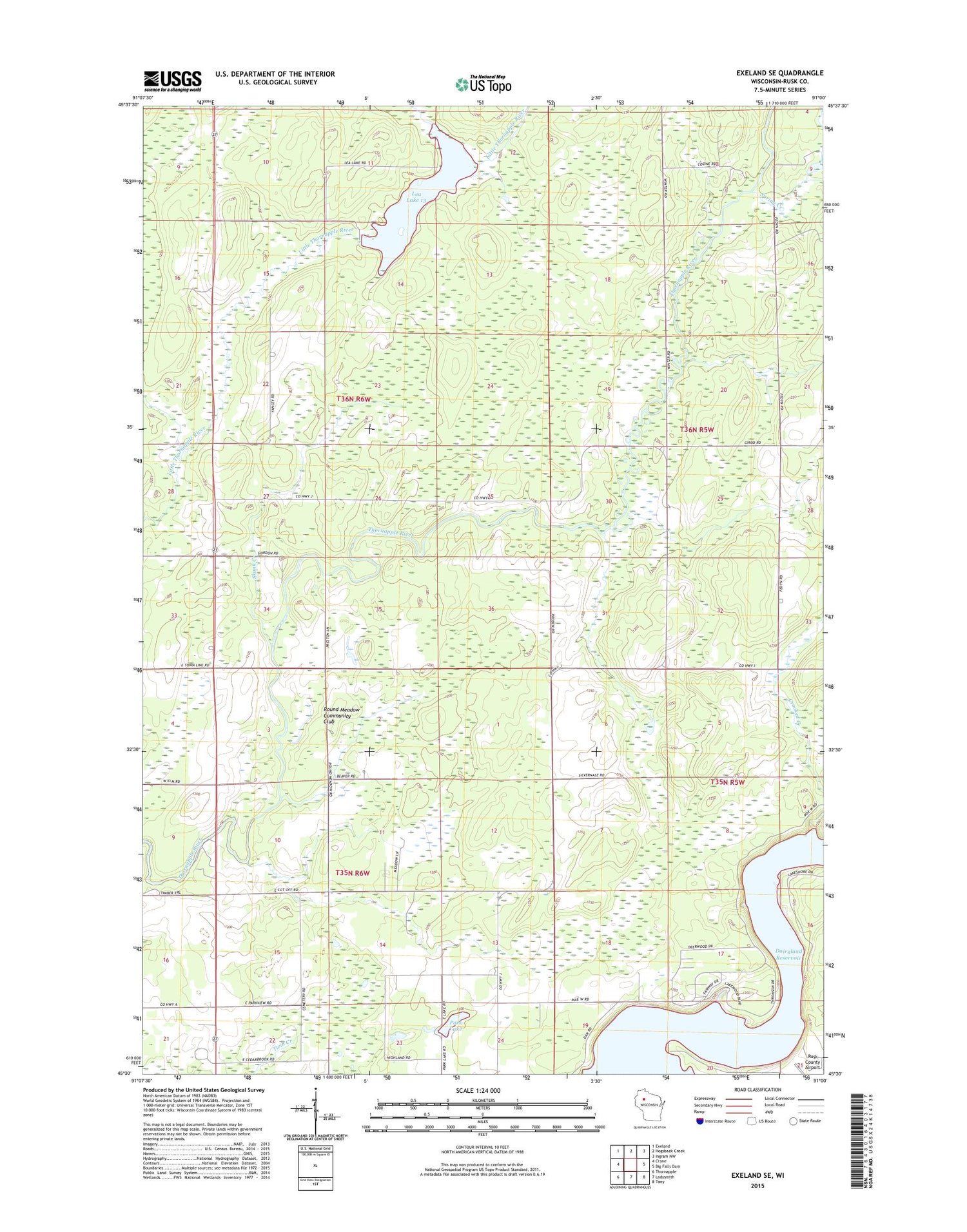 Exeland SE Wisconsin US Topo Map Image