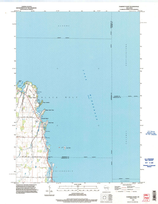 Classic USGS Fahrney Point Wisconsin 7.5'x7.5' Topo Map Image