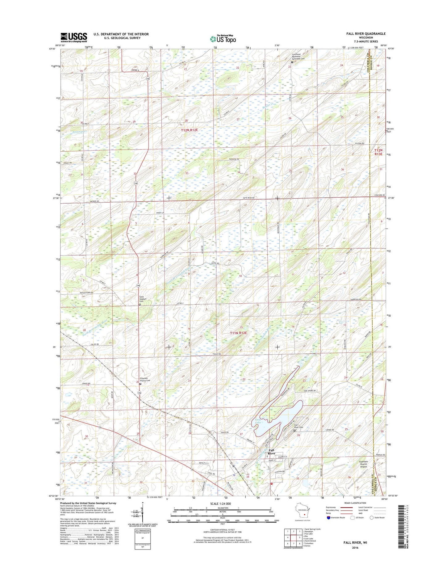 Fall River Wisconsin US Topo Map Image