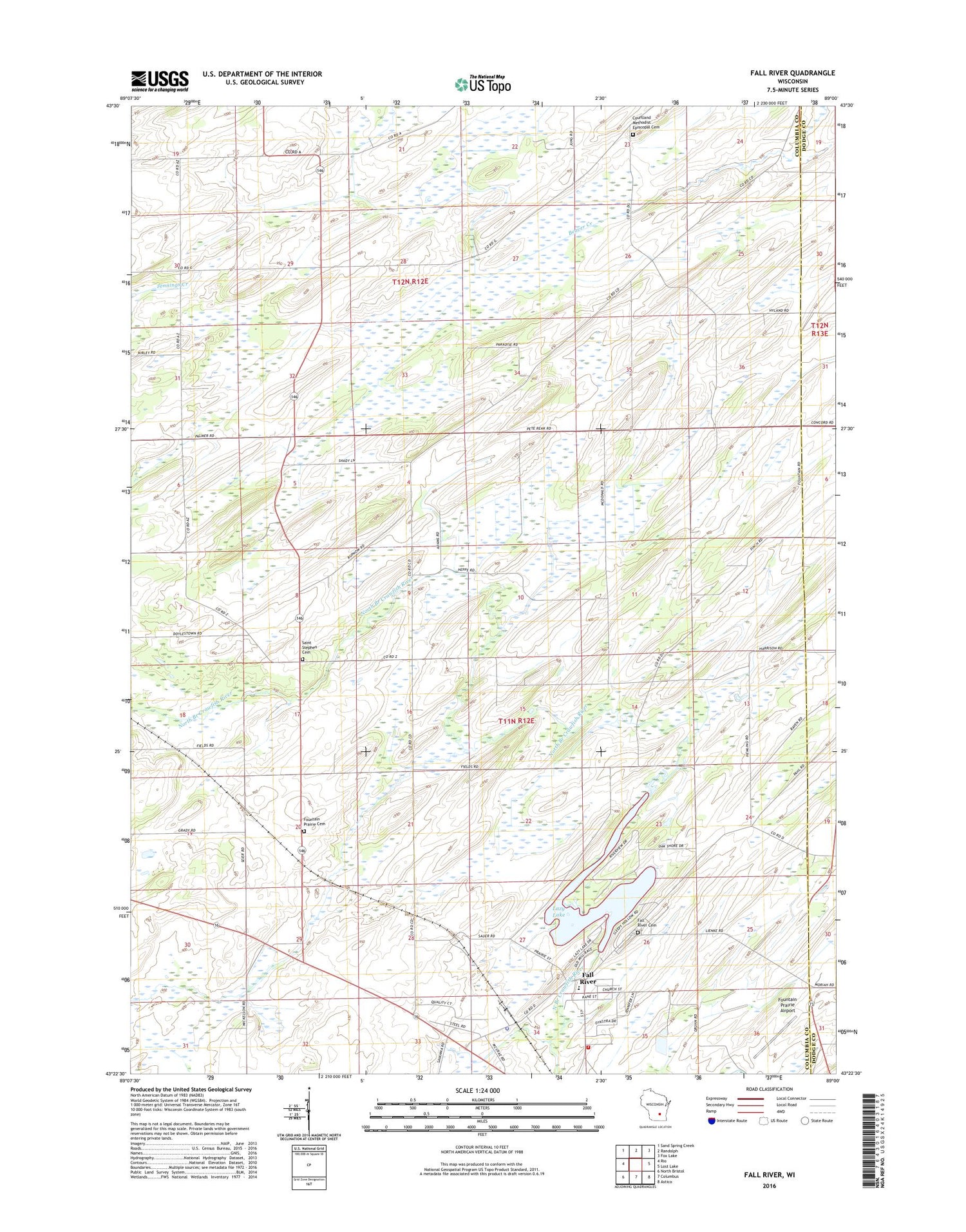 Fall River Wisconsin US Topo Map Image