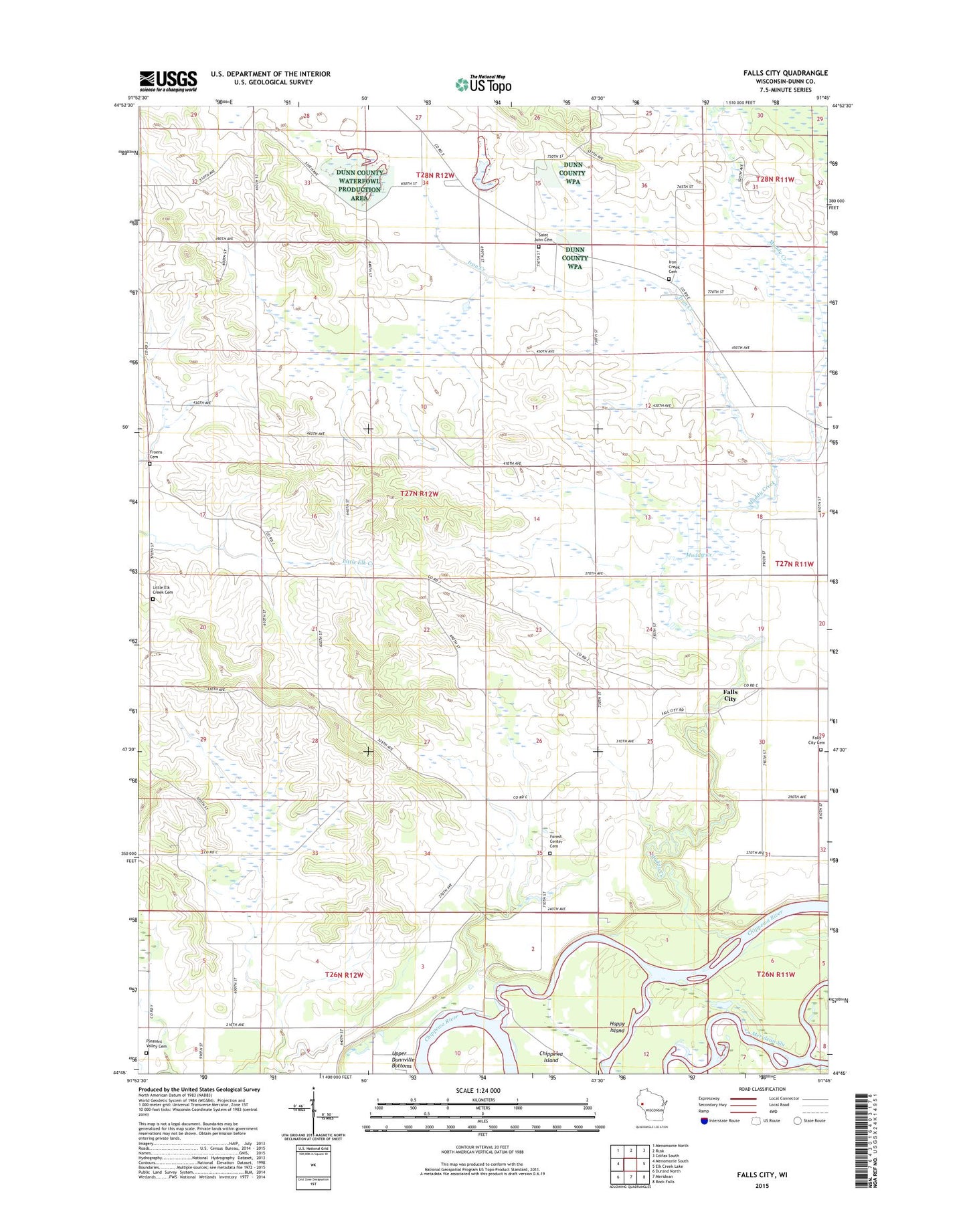 Falls City Wisconsin US Topo Map Image