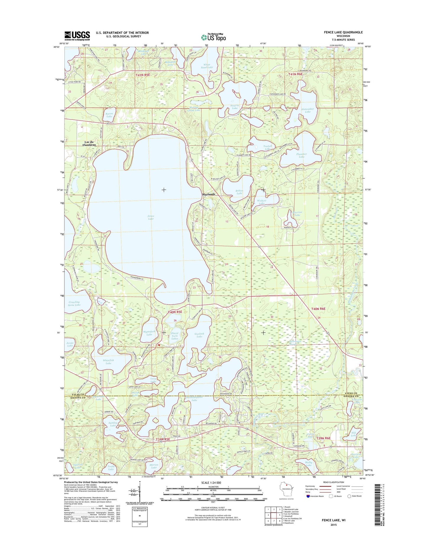 Fence Lake Wisconsin US Topo Map Image