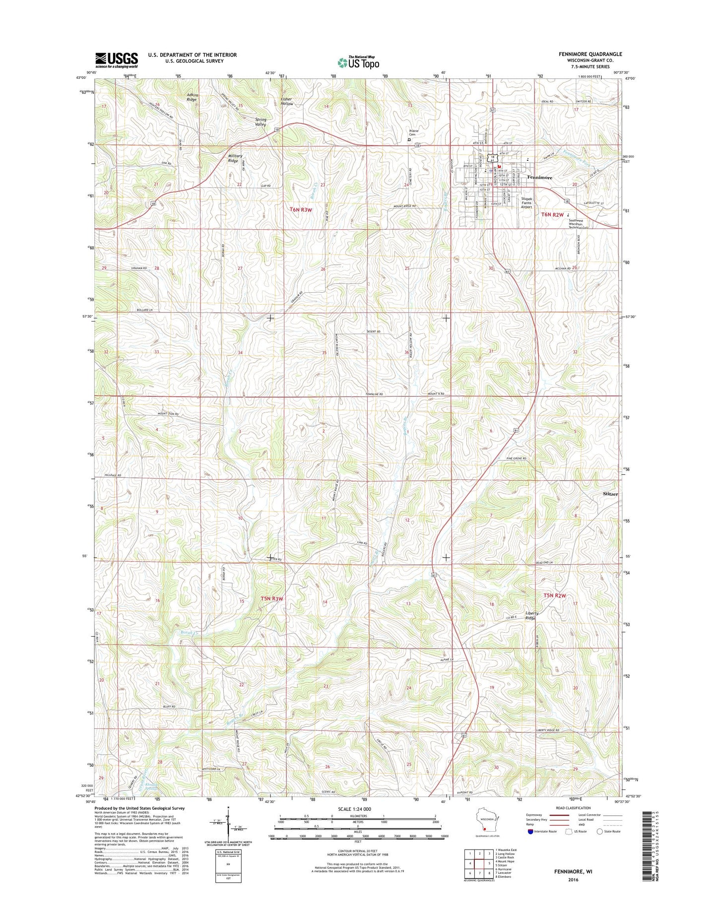 Fennimore Wisconsin US Topo Map Image