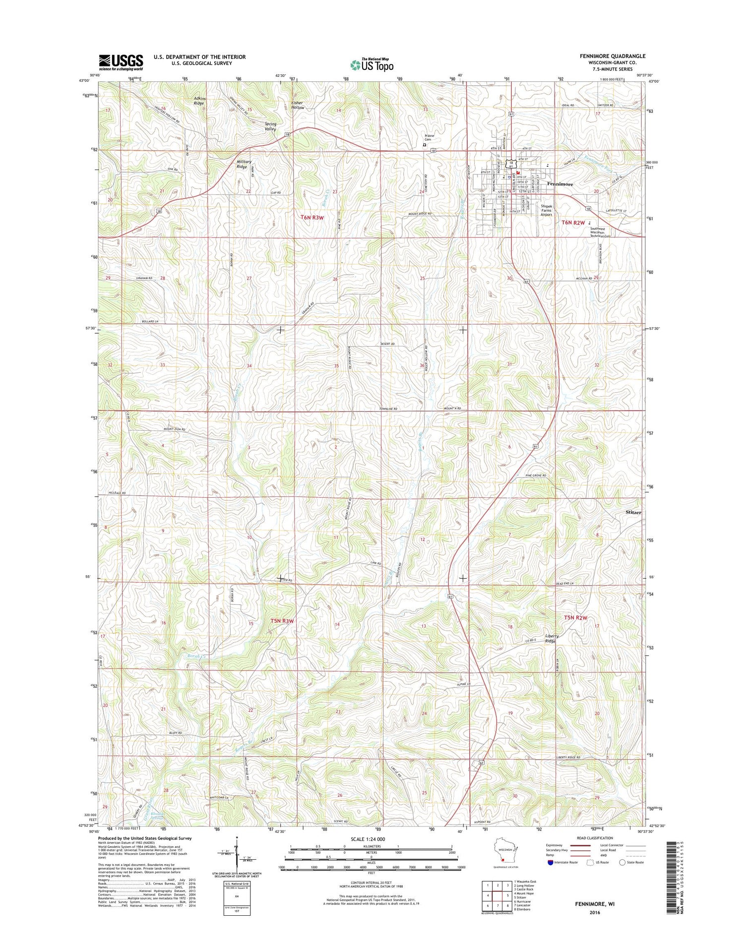Fennimore Wisconsin US Topo Map Image