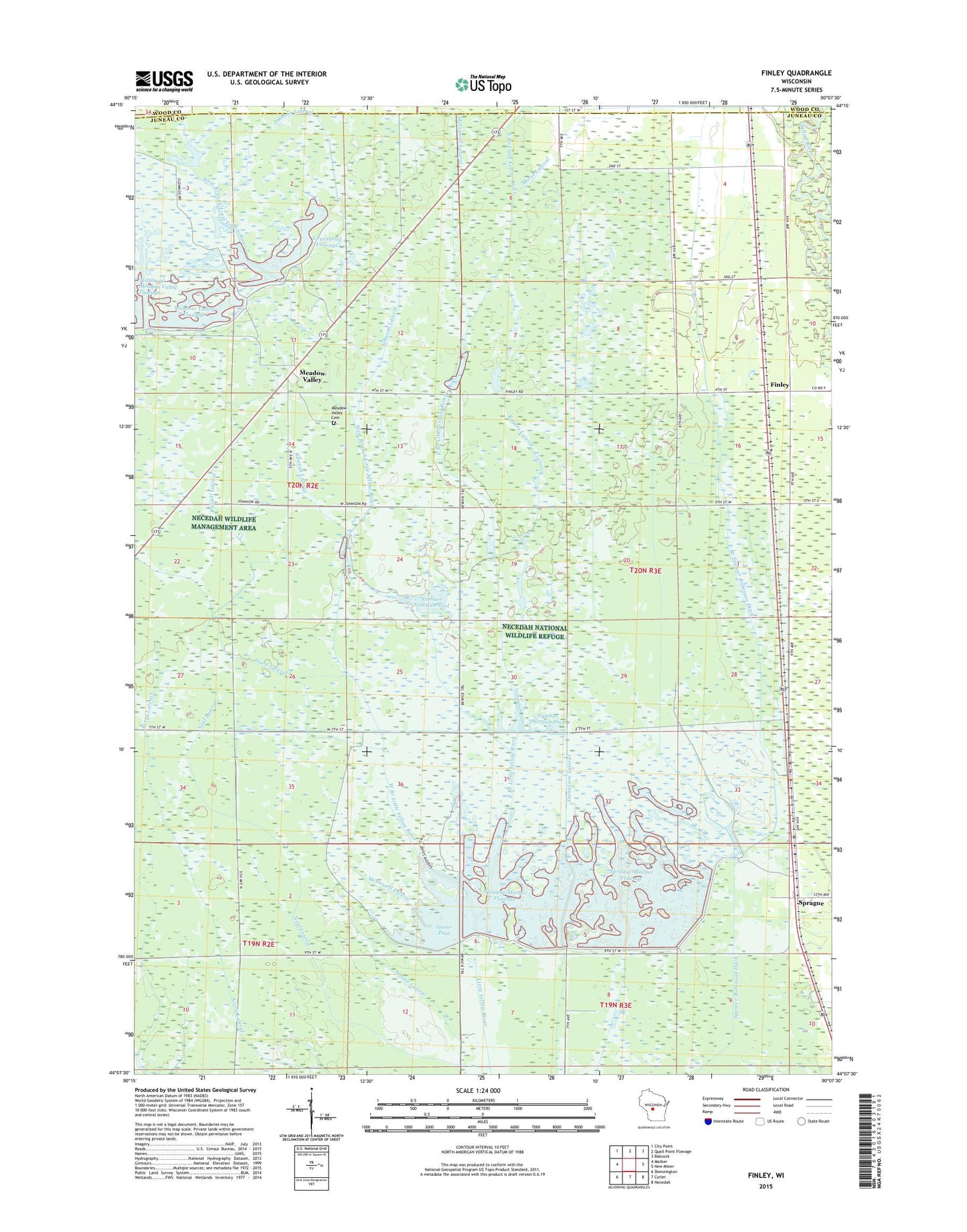 Finley Wisconsin US Topo Map Image