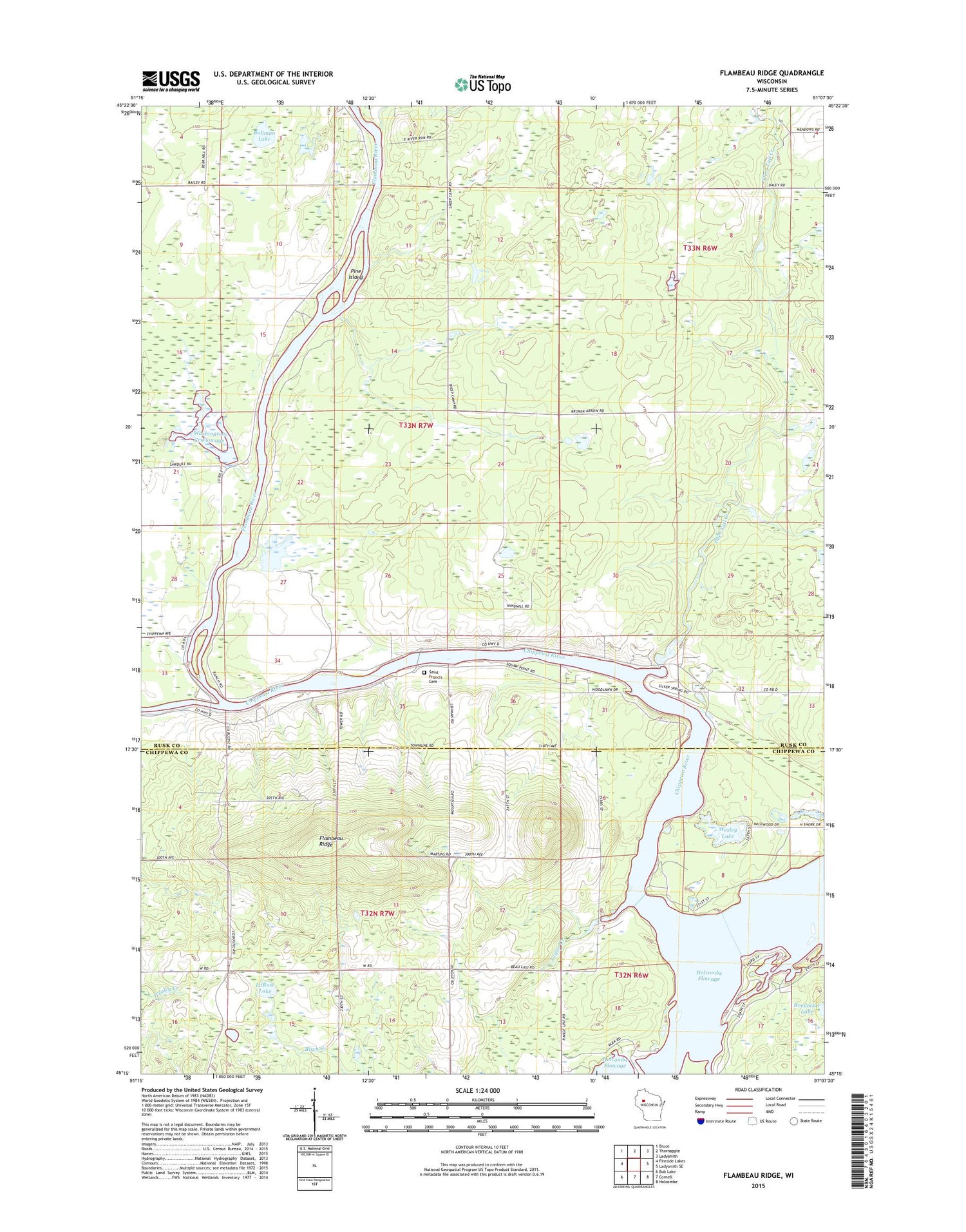 Flambeau Ridge Wisconsin US Topo Map Image