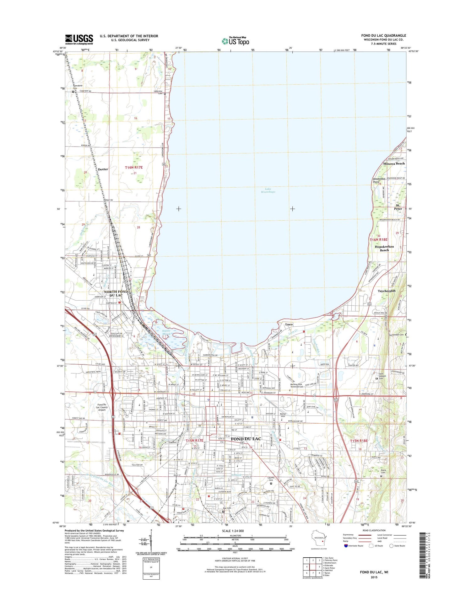 Fond du Lac Wisconsin US Topo Map Image
