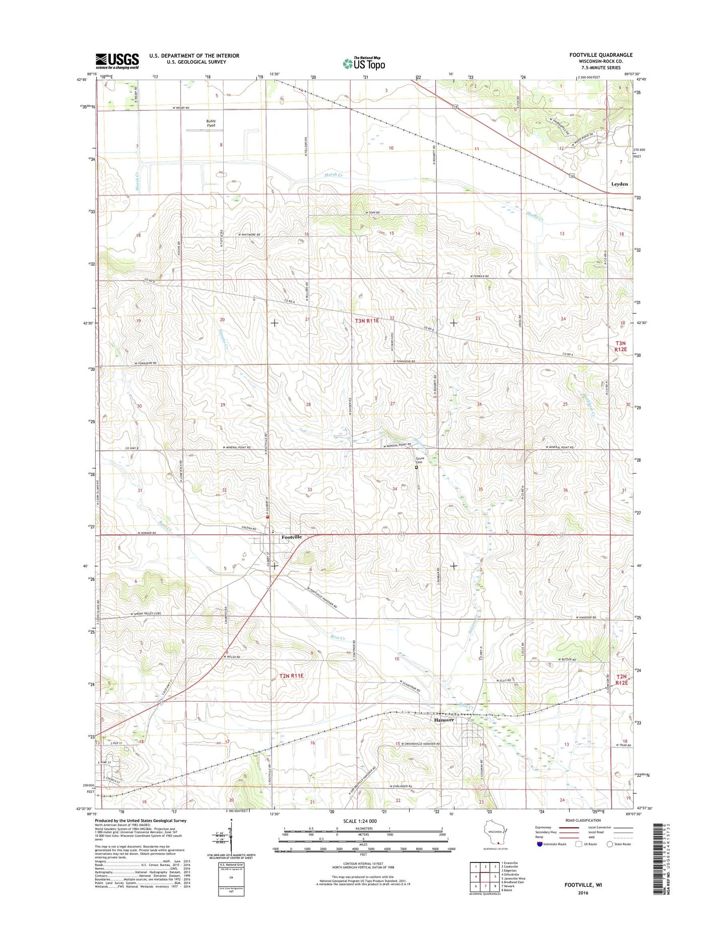 Footville Wisconsin US Topo Map Image