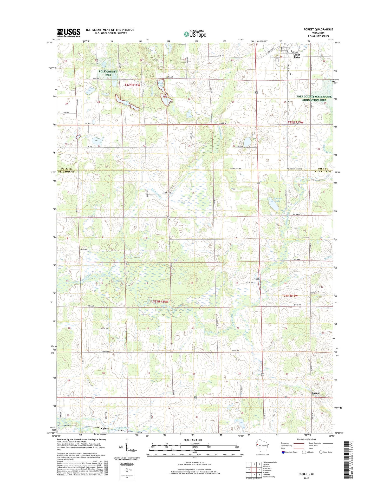 Forest Wisconsin US Topo Map Image