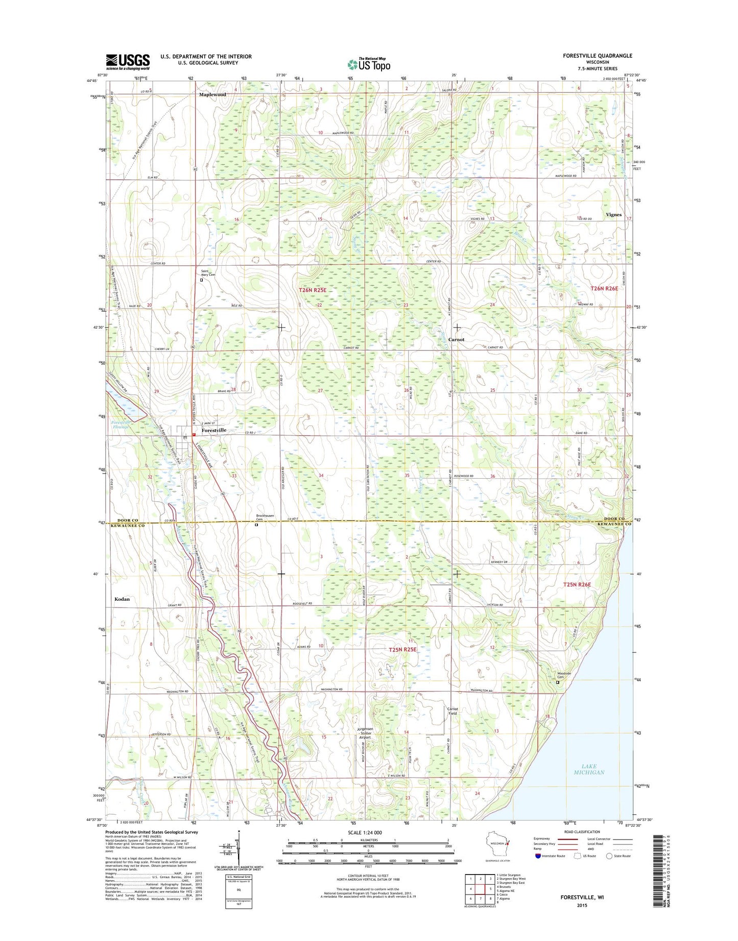 Forestville Wisconsin US Topo Map Image
