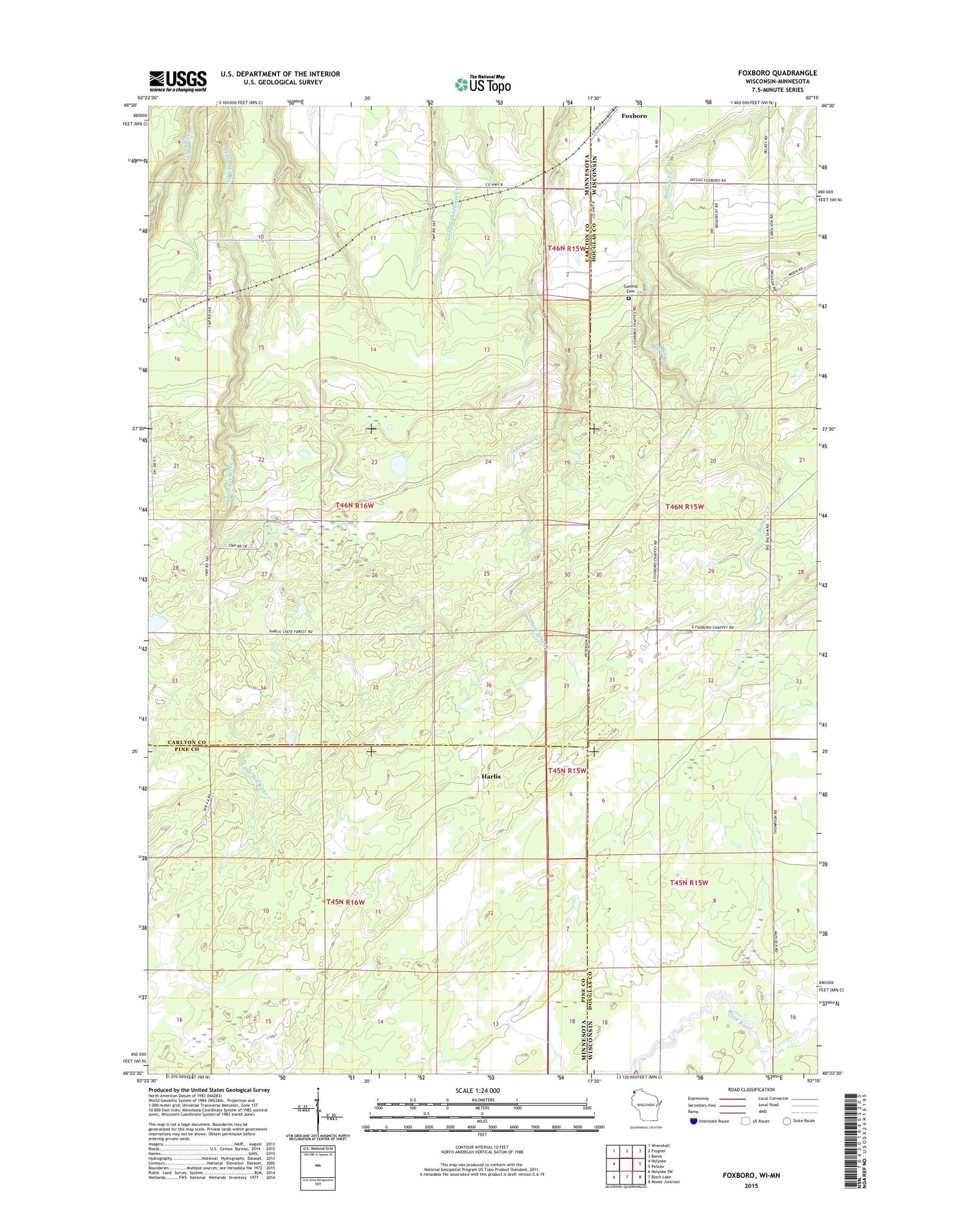 Foxboro Wisconsin US Topo Map Image