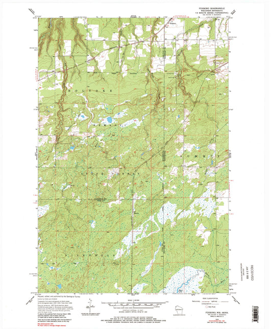 Classic USGS Foxboro Wisconsin 7.5'x7.5' Topo Map Image